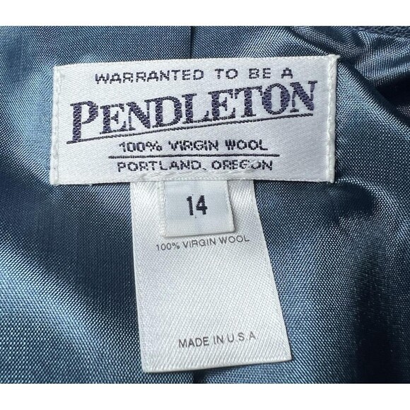 Vintage Pendleton Blazer Womens Size 14 Blue 100% Virgin Wool Jacket Made In USA - Picture 4 of 16